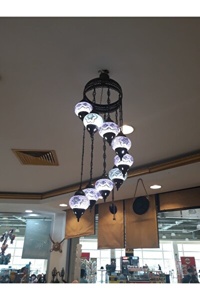 MY HOME DECOR 9'lu Açık Mor Mozaik Asmalı Lambader