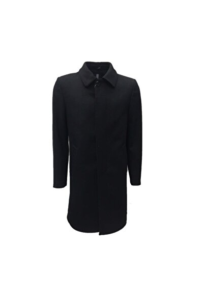 Genel Markalar Erkek Siyah Klasik Bol Kesim Yakalı Palto