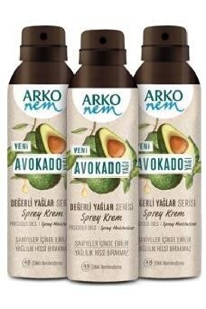 ARKO Nem Değerli Yağlar Avokado Yağı Sprey 150 ml X 3 Adet