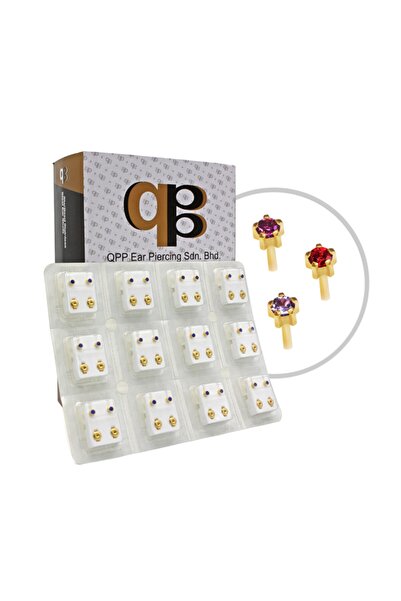 QPP Quality Piercing Products 12 Çift Sarı Tiffany Karışık Kulak Delme Küpesi