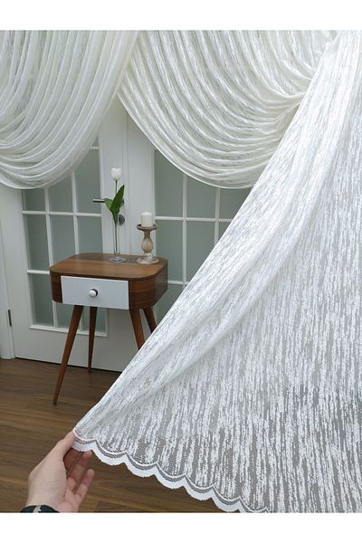 Esse Home Custom Knitted Textured Double Breasted Tulle Curtain, 200x260, Kravuze, 1/4