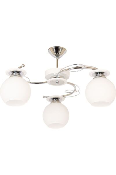 AVİZEVİ Aydınlatma Salon Oda Mutfak Modern Dekoratif Camlı Beyaz Sena 3'lü Avize