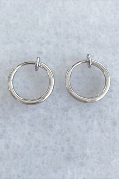 TakıConcept Gümüş Renk Küçük Boy Sıkıştırmalı Halka Küpe