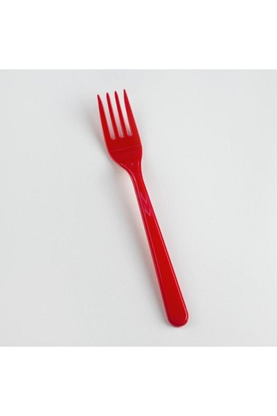 Cansüs 25Pcs Disposable Red Plastic Prongs