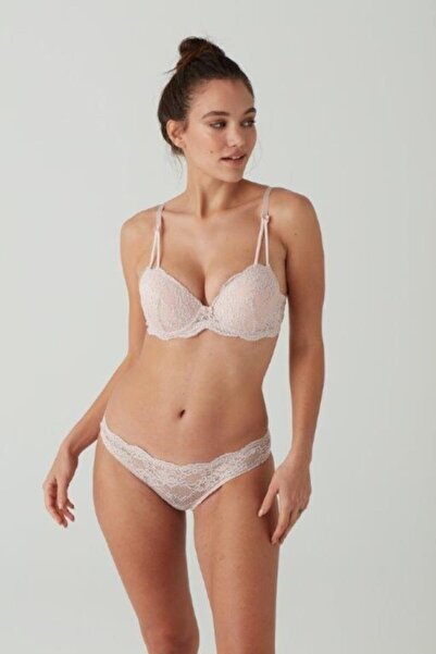 U.S. Polo Assn. Kadın Pudra Dolgulu Dantelli Sutyen Takim 66280