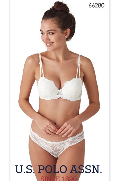 U.S. Polo Assn. Kadın Pudra Dolgulu Dantelli Sutyen Takim 66280