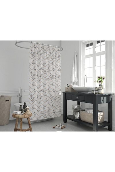 Zethome 1x180x200 Κουρτίνα ντουζιέρας με μονό φτερό με δώρο δαχτυλίδι - 5705