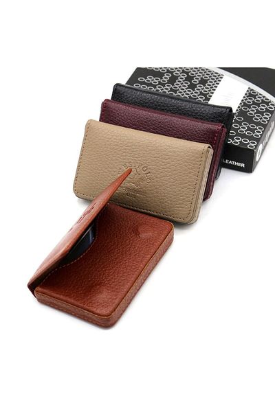 WEST POLO CÜZDAN Unisex Genuine Leather Tan Card Holder