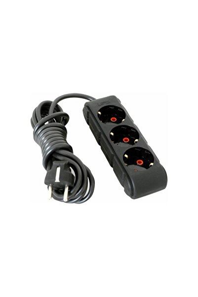 UFO Antik House2 Metre Siyah Renk Üçlü Siyah Topraklı Grup Priz Uzatma Kablosu