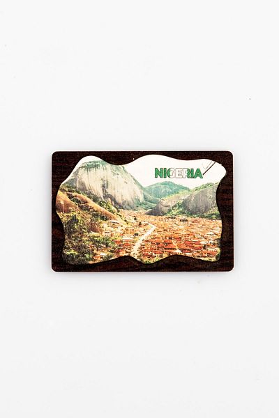 Dünyadan Hediyeler Nigeria Themed Leather Magnet Wooden Plate
