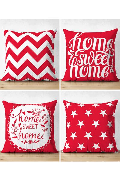 Realhomes Διακοσμητικό σετ μαξιλαριού ριχτάρι 4 τεμαχίων διπλής όψεως με κόκκ...