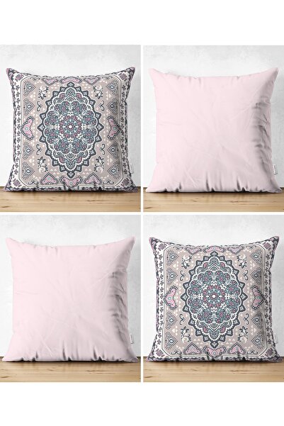 Realhomes Çift Taraflı Dijital Baskılı Dekoratif 4'lü Süet Yastık Kırlent Kıl...