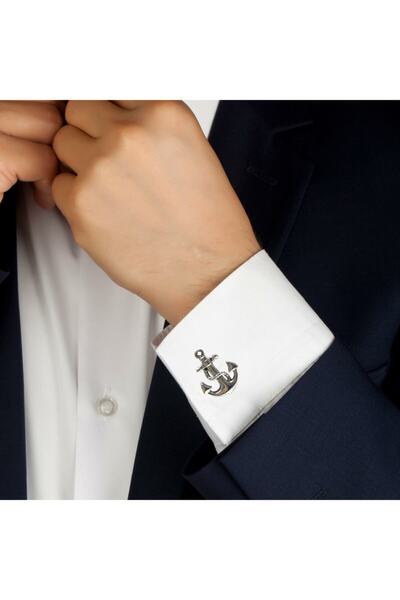 Midyat Nurtaş Gümüş Çapa Model Telkari Erkek Gümüş Kol Düğmesi