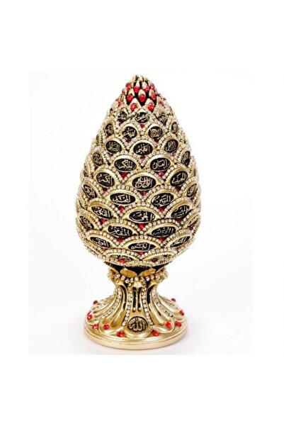 Hediye Seviyorum Kozalak Biblo Altın Kırmızı Özel Taşlama