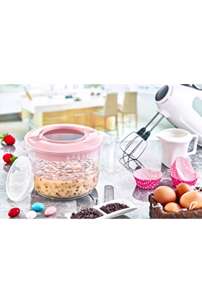 Genel Markalar 2500ml Pembe Kapaklı Mikser Kabı (Kaymaz Ayaklı)