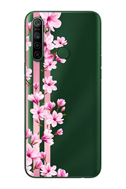 Spoyi Transparan Çiçek Tasarımlı Süper Şeffaf Silikon Telefon Kılıfı Oppo Realmi 5i