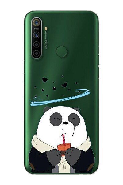 Spoyi Panda Tasarımlı Süper Şeffaf Silikon Telefon Kılıfı Oppo Realmi 5i