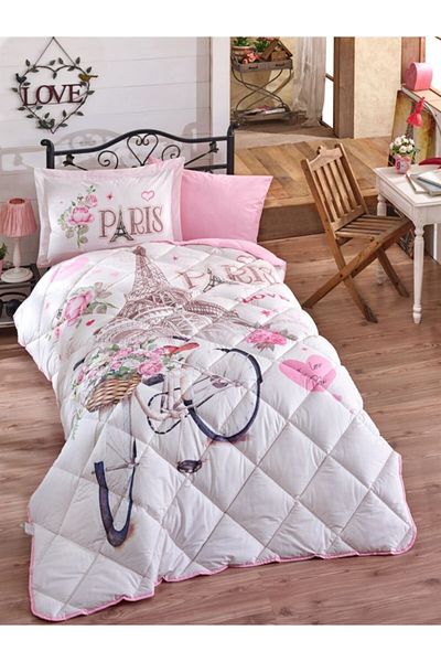 Clasy Ranforce Paris Love V1 Pink - 100% Cotton Single Duvet