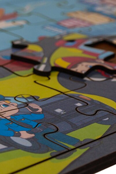 minİQ toys Meslekler Ve Taşıtlar Ahşap Puzzle (24 Parça)