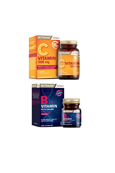 Nutraxin C Vitamini 30 Tablet Ve 1000 Mcg B12 Vitamin 60 Dilaltı Tableti