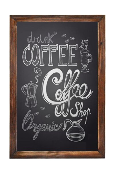 on-on Retro Kara Tahta Dekoratif Yazı Tahtası 60x100 Ceviz