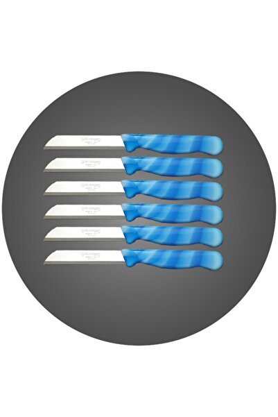 Solingen 6’lı Tırtıklı Ağız Büyük Ebruli Açık Mavi Meyve Bıçağı 2004