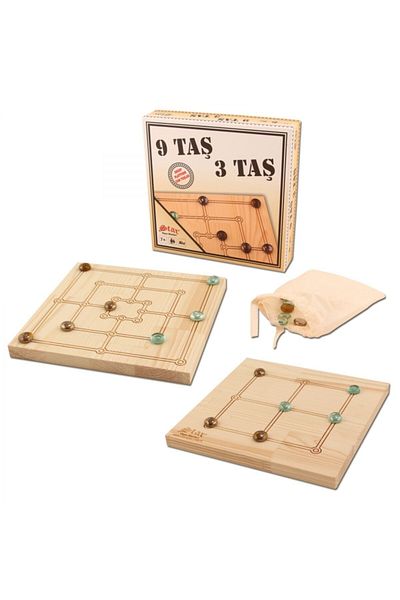 Star Okey 2 Products in 1 9 Stones 3 Stones - Wooden Platform Glass Stones - Star Game Nostalgic Wooden 9 Stones 3 Stones Game