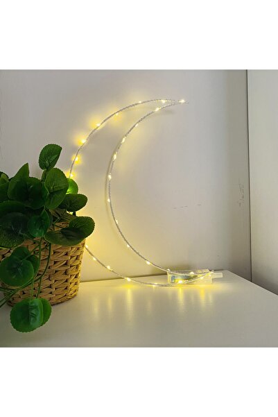 Lambax Dekoratif Pilli Metal Ay Led Işık Yılbaşı Süs Aydınlatma