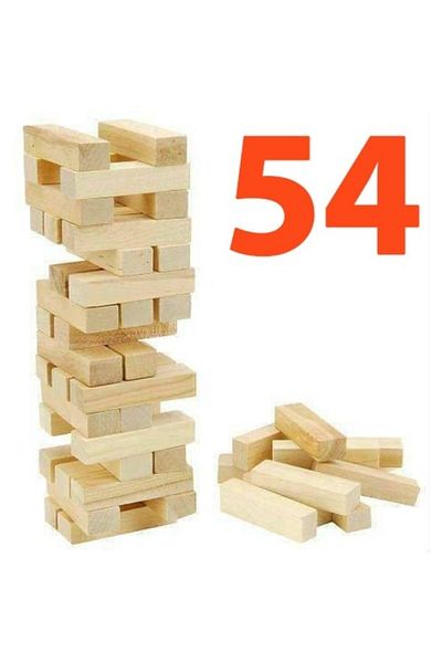 Dede Oyuncak Educational Balance Game For Kids Wooden Jenga Indestructible Tower Making Wooden Toy 54 Pieces