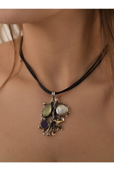 Gümüşhanesi Otantik Kadın El Yapımı Doğal Taşlı Kolye