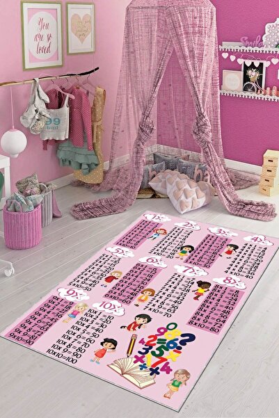 Viva Weaver's Kaymaz Taban Makinede Yıkanabilen Çarpım Tablosu Çocuk Halısı A...