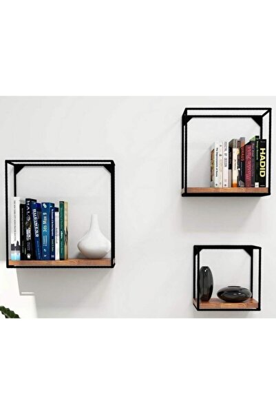 Genel Markalar Metal Ahşap 3 Lü Duvar Raf.