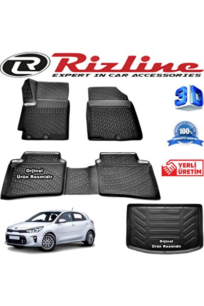 Rizline Kia Rio 3d Paspas + 3d Bagaj Havuzu Hb 2017 Sonrası Siyah Set