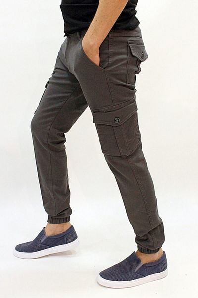 butiksinope Men's Jogger Cargo Pants with Elastic Legs Anthracite