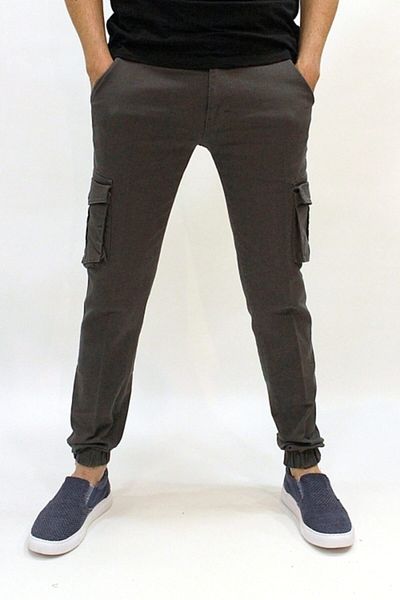 butiksinope Men's Jogger Cargo Pants with Elastic Legs Anthracite