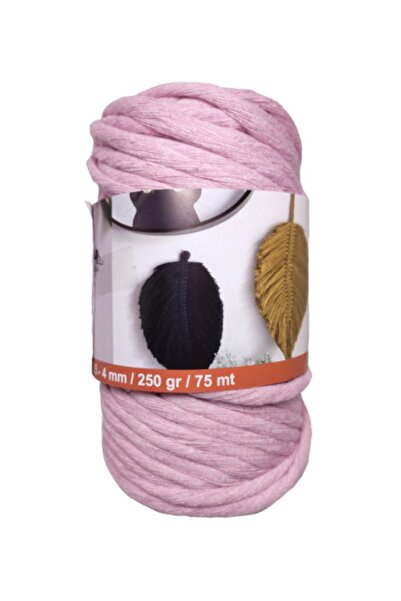 platin hediyelik Pembe Pamuklu Büklüm Makrome Kalın Tarama İpi 250 gr