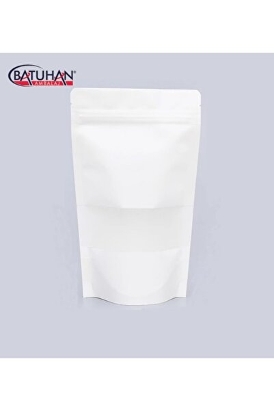 BATUPACK Doypack Ambalaj -beyaz Kraft Pencereli Kilitli (13X22,5X3,5 CM) 100 ...