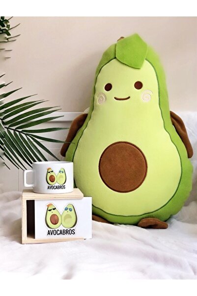 MOBGİFT Avokado Tasarımlı Best Friends Forever Bro Yastık Ve Ahşap Kutulu Kup...