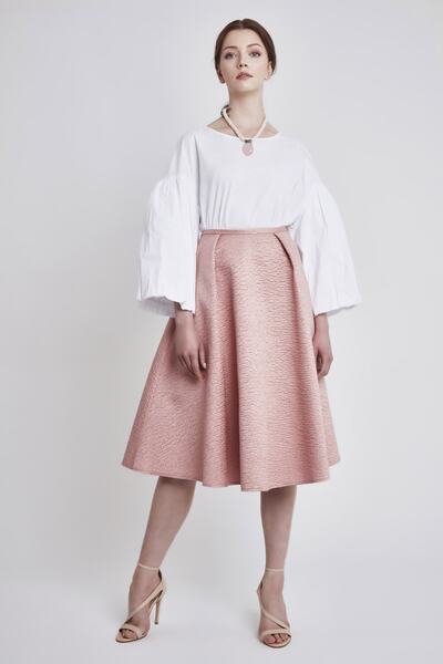 VERDA Women's Pink Jacquard Skirt