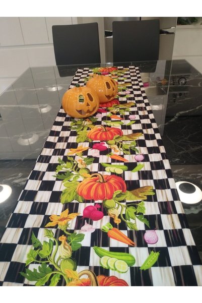 Ayşemce Orange Placemat Makkenzi Pumpkin Pattern Runner