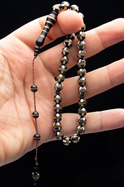 OTTOTESBİH Чоловічий чорний 8 мм кулястий виріз білий мінеральний спіральний ...