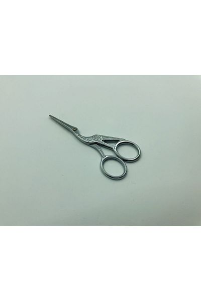 OZN TUHAFİYE Vintage Sewing Embroidery Promise Engagement Scissors Stork Shaped Silver