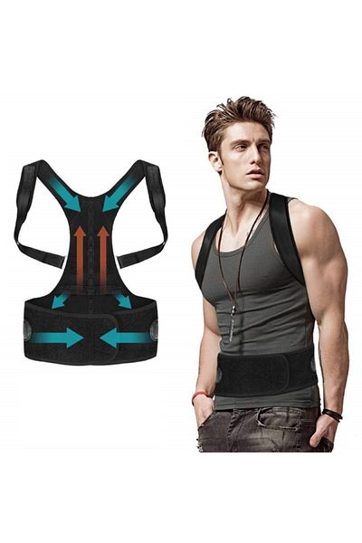 ZEYZEN Unisex Black Magnetic Orthopedic Upright Posture Corset Apparatus Kyphosis Scoliosis Corset