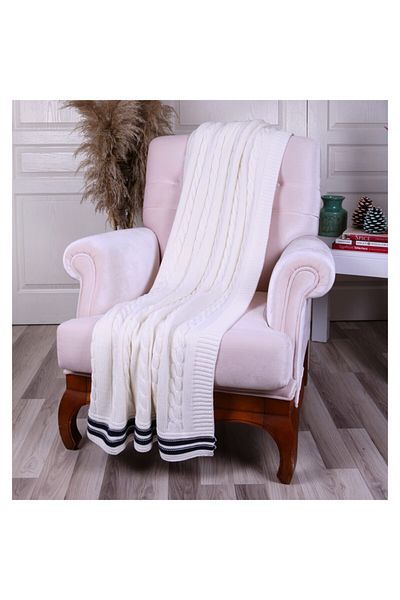 Betires Home شال أريكة محبوك إكرو 130x170 سم