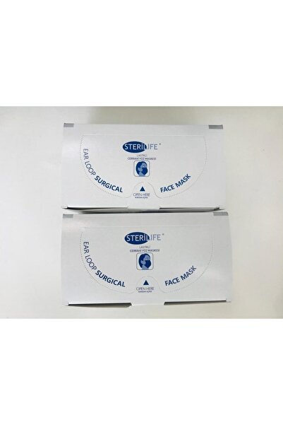 STERİLIFE Sterilife 3 Katlı Ince Lastikli Telli Cerrahi Yüz Maskesi 50'li 2 K...