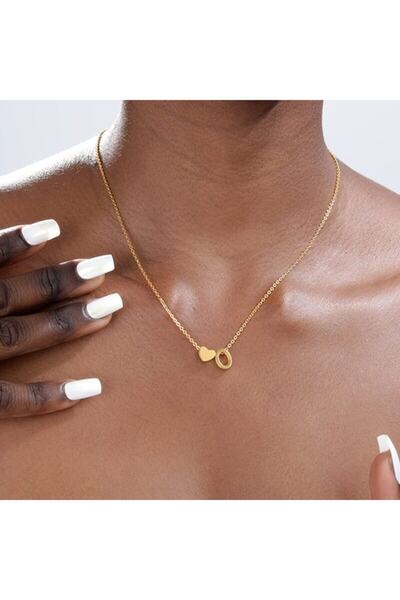 BERCHINE Kadın Altın Rengi Minimal Kalp U Harfi Gümüş Kolye