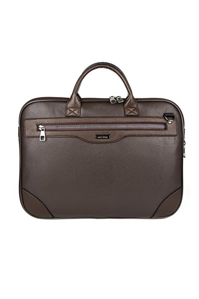 Sevinç Çanta Unisex Brown Slim Briefcase with Laptop Compartment