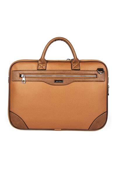 Sevinç Çanta Unisex Brown Slim Briefcase with Laptop Compartment