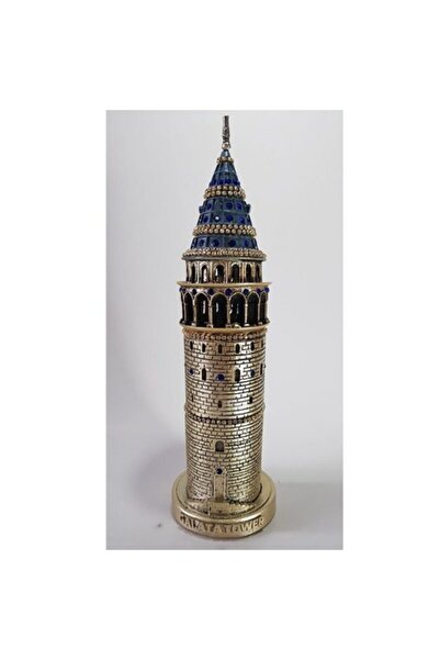 Hediye Seviyorum Galata Kulesi Biblo Altın 29 Cm Lacivert Taş