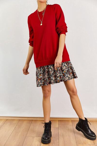 boutiquen Rochie roșie cu șase flori pentru femei 2208